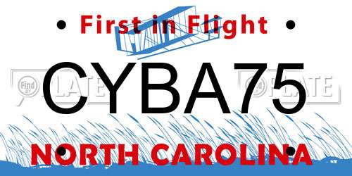 CYBA75 North Carolina License Plate