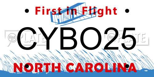 CYBO25 North Carolina License Plate