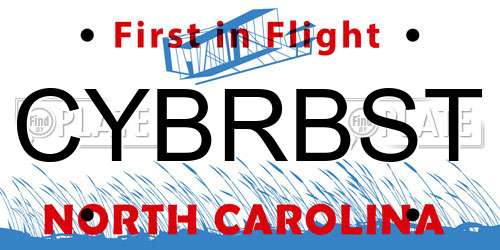 CYBRBST North Carolina License Plate