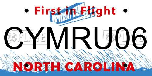 CYMRU06 North Carolina License Plate