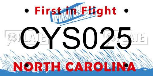 CYS025 North Carolina License Plate