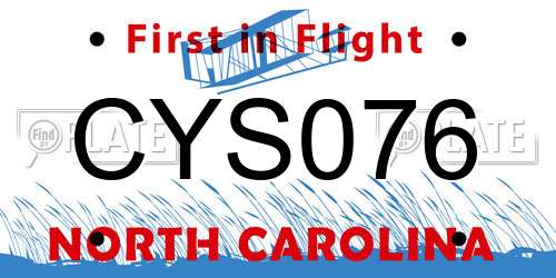 CYS076 North Carolina License Plate