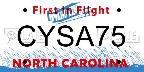 CYSA75 North Carolina License Plate
