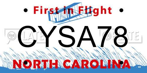 CYSA78 North Carolina License Plate