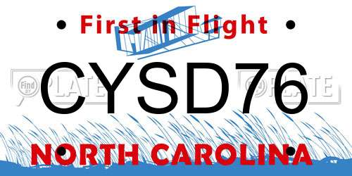 CYSD76 North Carolina License Plate
