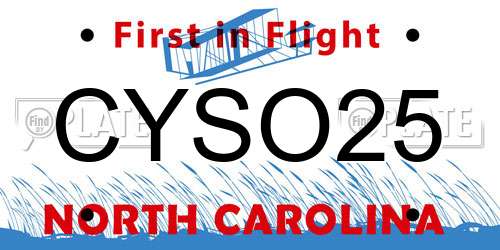 CYSO25 North Carolina License Plate