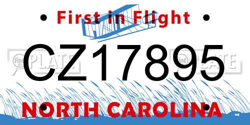 CZ17895 North Carolina License Plate