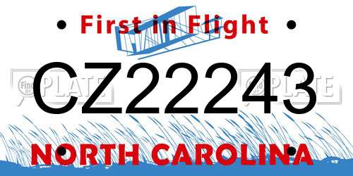 CZ22243 North Carolina License Plate