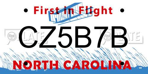 CZ5B7B North Carolina License Plate