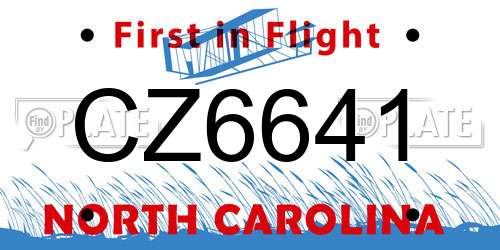 CZ6641 North Carolina License Plate