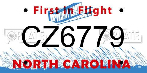 CZ6779 North Carolina License Plate