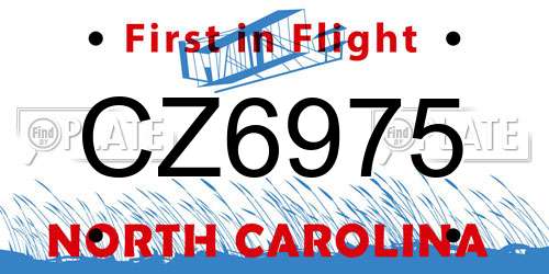 CZ6975 North Carolina License Plate