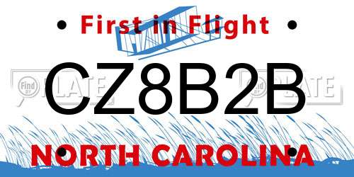 CZ8B2B North Carolina License Plate