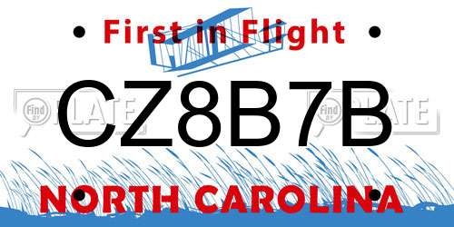 CZ8B7B North Carolina License Plate