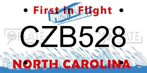 CZB528 North Carolina License Plate