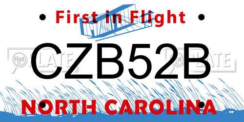 CZB52B North Carolina License Plate