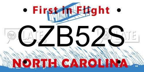 CZB52S North Carolina License Plate