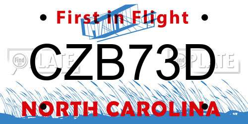 CZB73D North Carolina License Plate