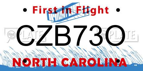 CZB73O North Carolina License Plate