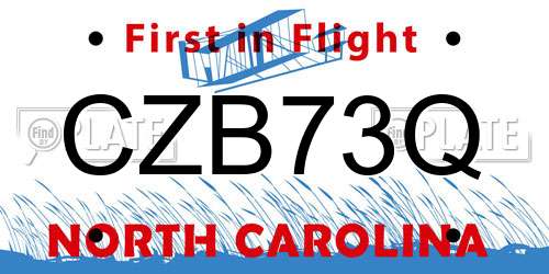 CZB73Q North Carolina License Plate