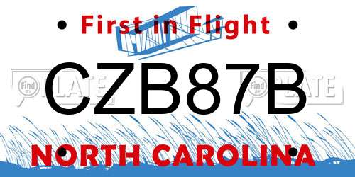 CZB87B North Carolina License Plate