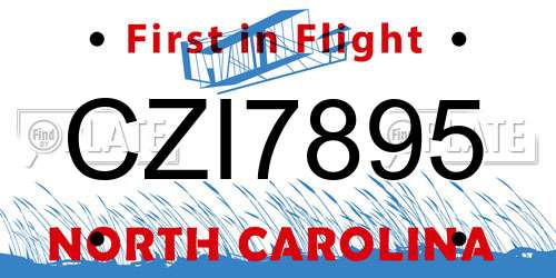 CZI7895 North Carolina License Plate