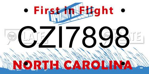 CZI7898 North Carolina License Plate