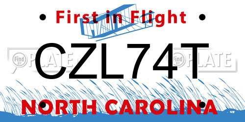 CZL74T North Carolina License Plate
