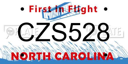 CZS528 North Carolina License Plate