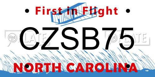 CZSB75 North Carolina License Plate