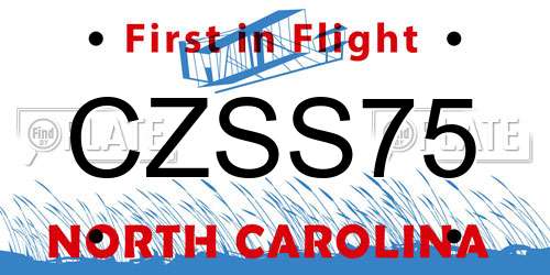 CZSS75 North Carolina License Plate