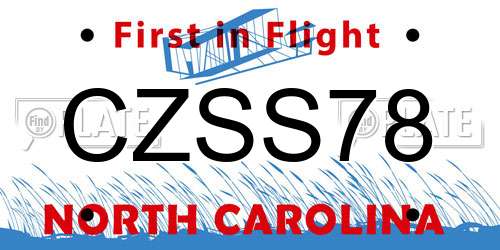 CZSS78 North Carolina License Plate