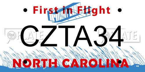 CZTA34 North Carolina License Plate