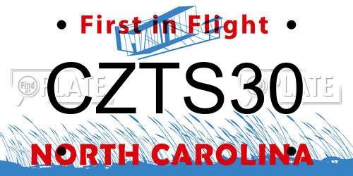 CZTS30 North Carolina License Plate