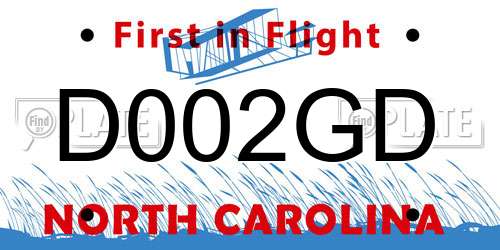 D002GD North Carolina License Plate