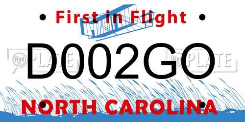 D002GO North Carolina License Plate