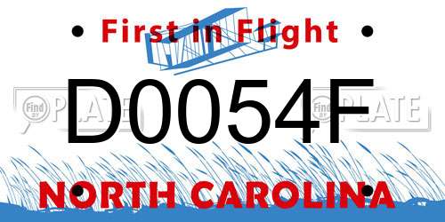 D0054F North Carolina License Plate
