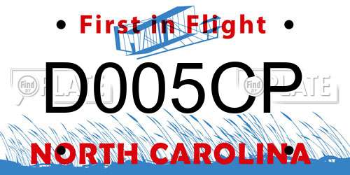 D005CP North Carolina License Plate