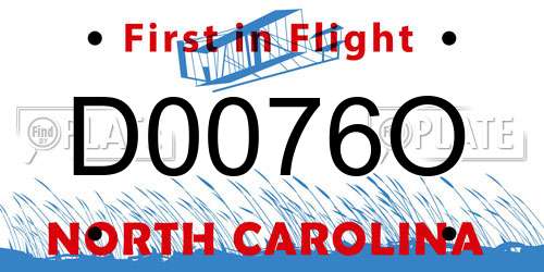 D0076O North Carolina License Plate