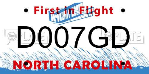 D007GD North Carolina License Plate
