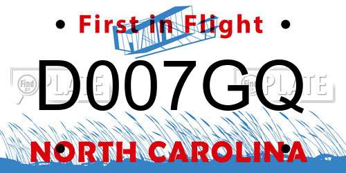 D007GQ North Carolina License Plate