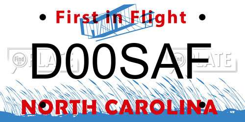 D00SAF North Carolina License Plate