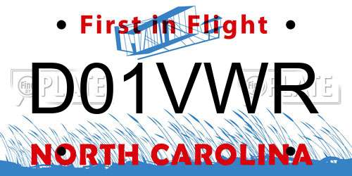 D01VWR North Carolina License Plate