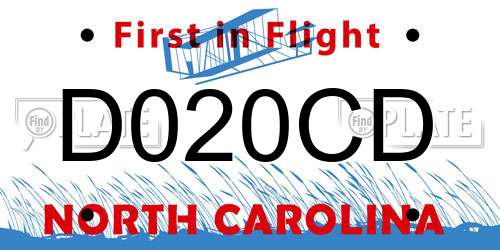 D020CD North Carolina License Plate