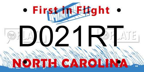 D021RT North Carolina License Plate