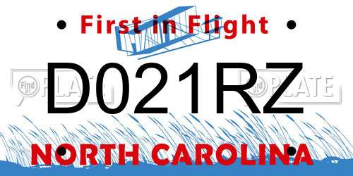 D021RZ North Carolina License Plate