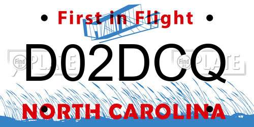 D02DCQ North Carolina License Plate