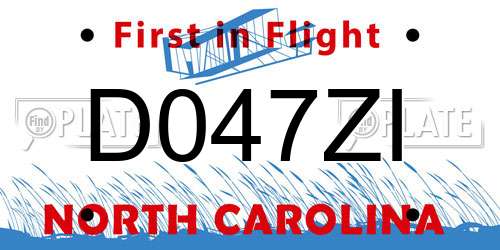 D047ZI North Carolina License Plate