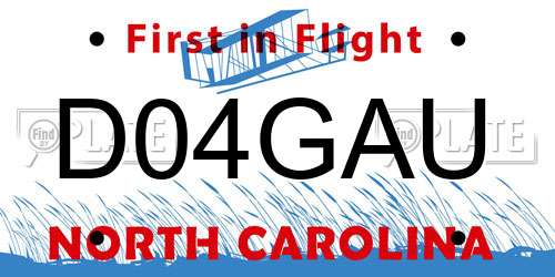 D04GAU North Carolina License Plate