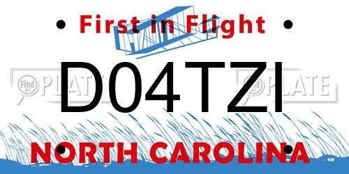 D04TZI North Carolina License Plate
